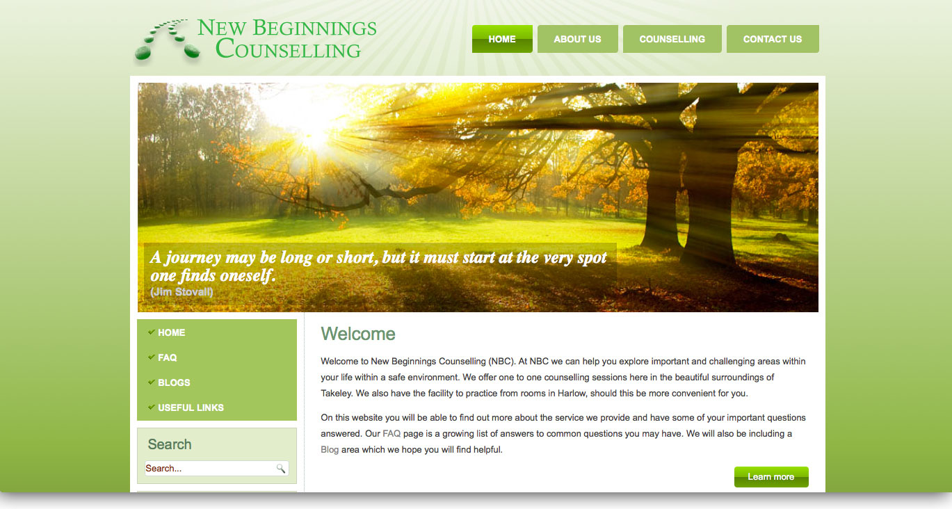 New beginnings website design